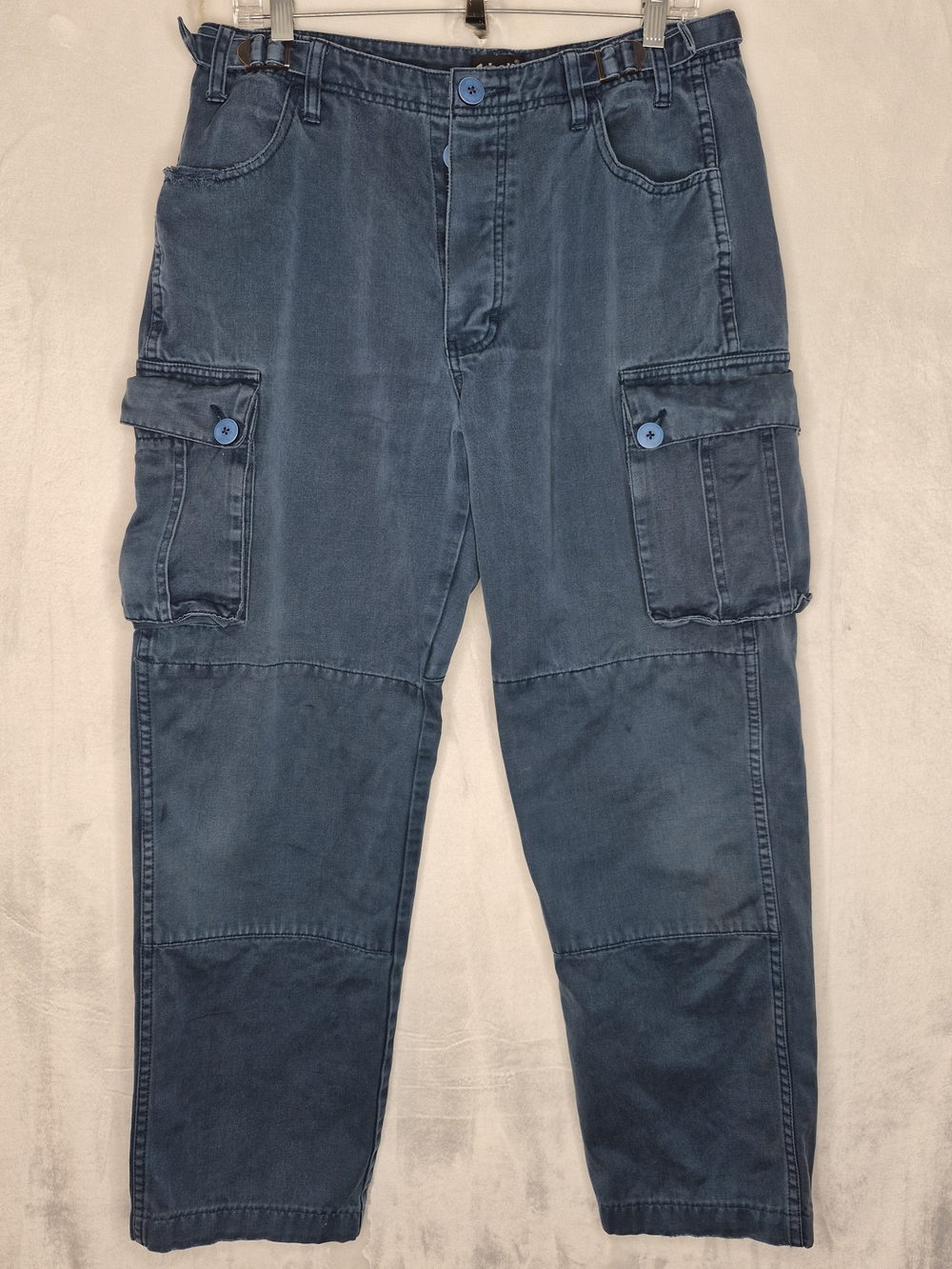 Vintage Schott NYC Slate Blue Tactical Cargo‎ Pants Button Fly W33 L30